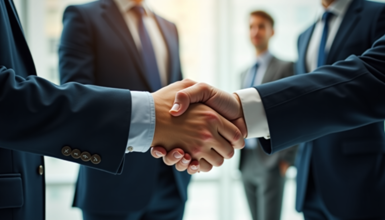 Colleagues shaking hands with each other