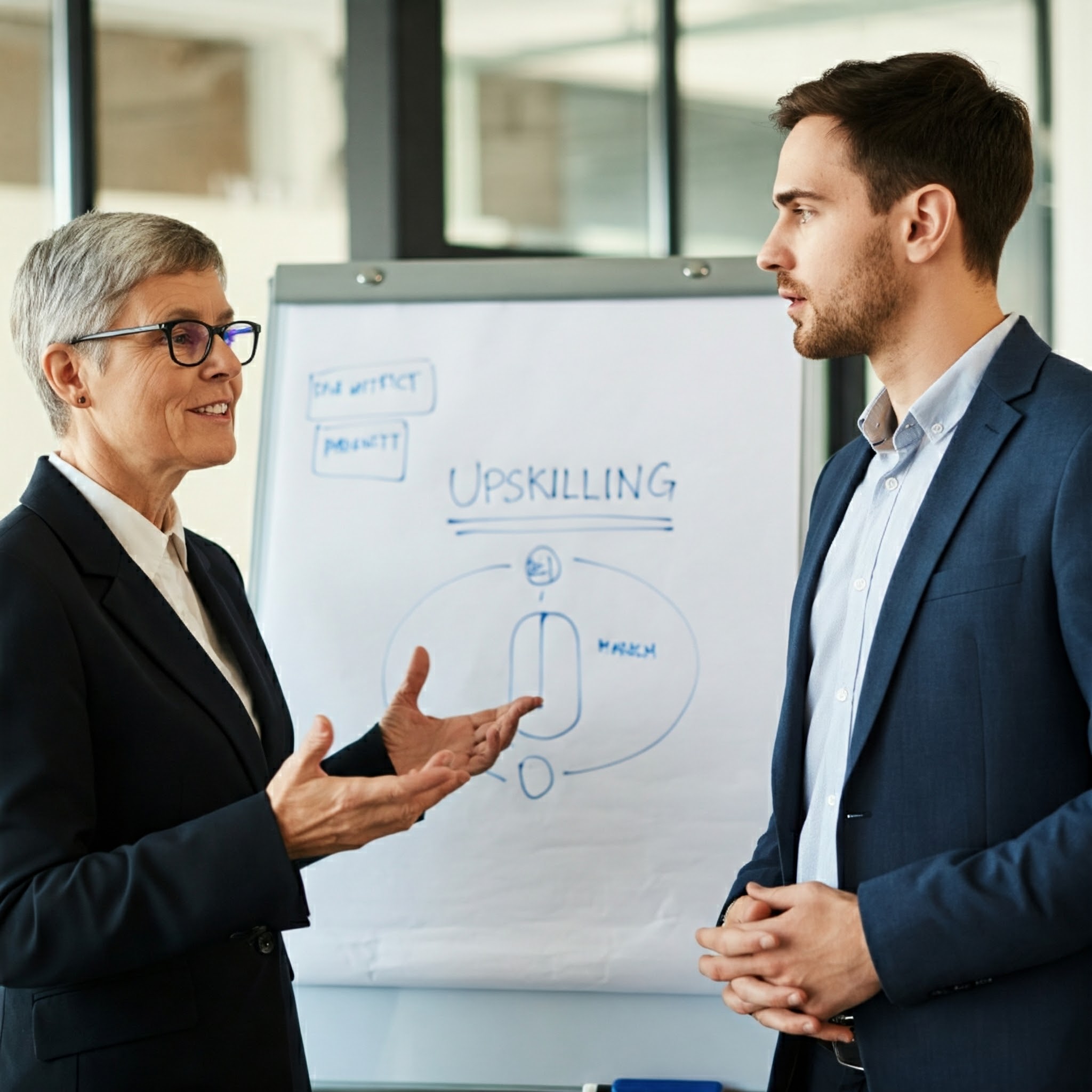 Two managers in a meeting.