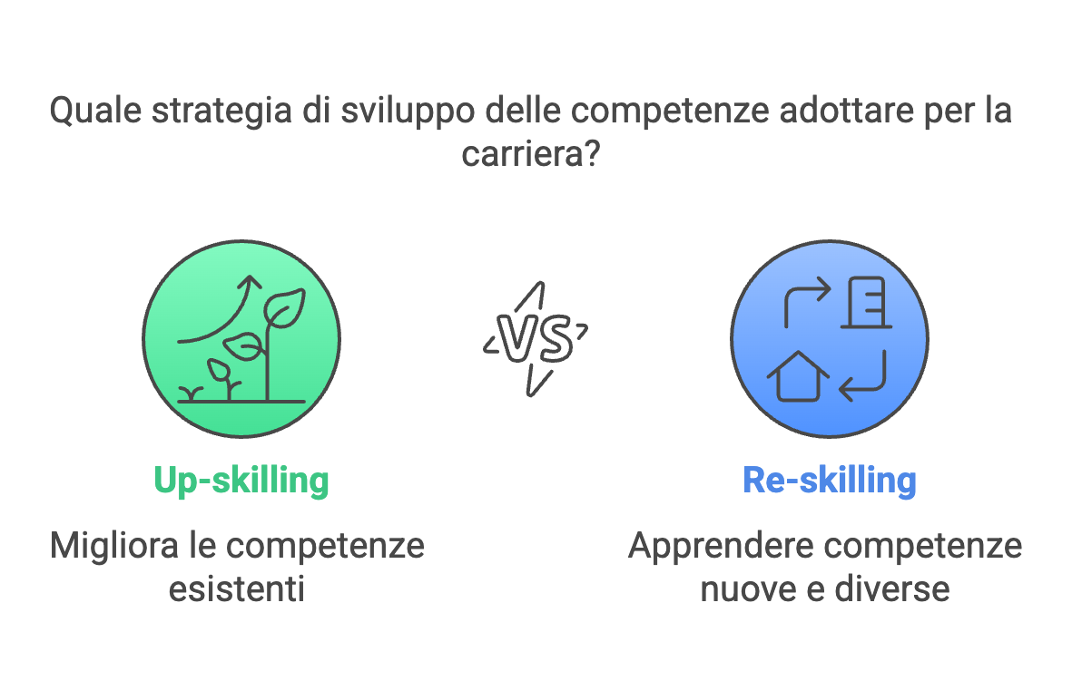 Up-skilling vs. Re-skilling. Migliorare le proprie competenze vs. apprendere nuove competenze.